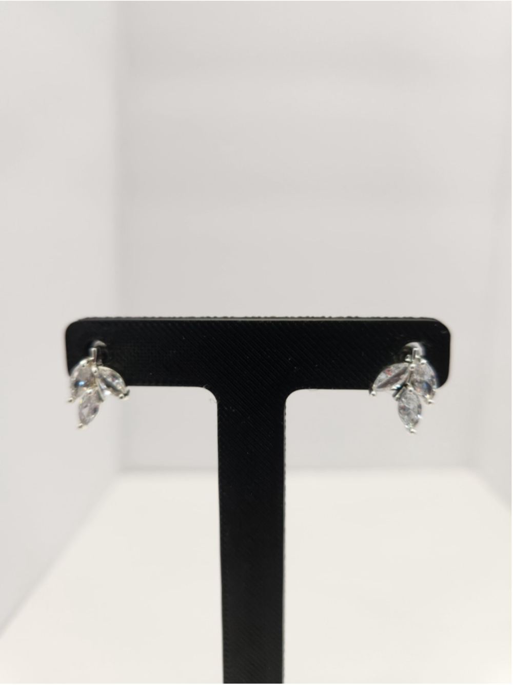 Express Silver Leaf Stud Earrings sterling silver marquise cut